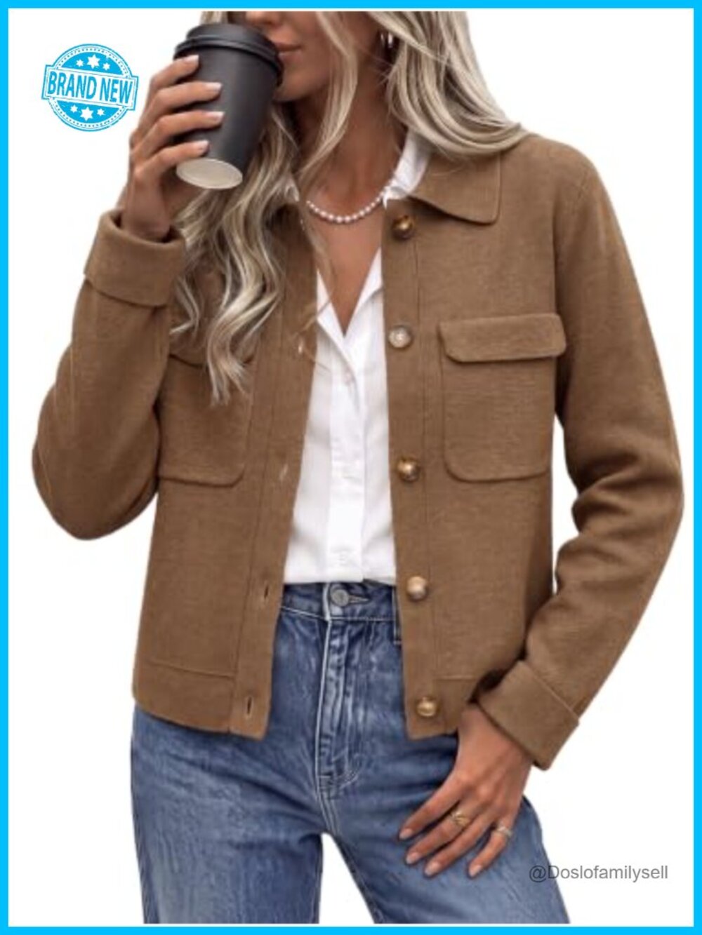 Wool Blend Cropped Sweater Cardigan Jacket Button Up Long Sleeve